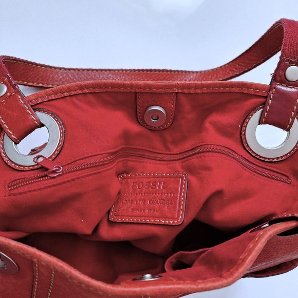 Fossil Red Leather Bag - Picture 2 of 11
